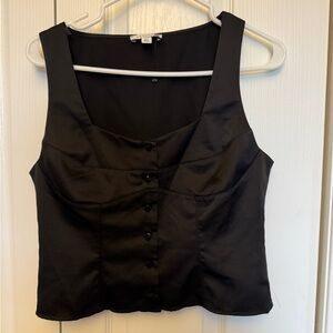 Topshop Black Satin Sleeveless Blouse